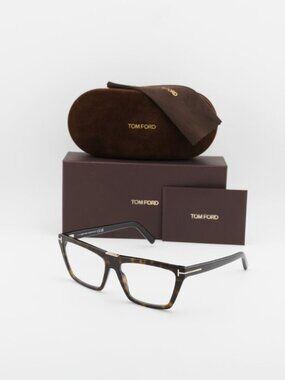 Tom Ford FT5912-B 052 Rectangle Eyeglasses 57mm - Havana / Blue Light Block